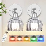 Letry 2 Pack Tulip Glass Wall Light Rgb Remote Control Dimmable Vintage Lam. Fixed Price $77.15.