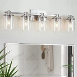 Xgfourseven Brushed Nickel Bathroom Vanity Light, 5-LIGHT Fixture. Fixed Price $99.99.