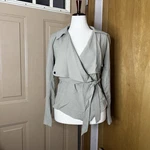 River Island Khaki Draped Lightweight Jacket With Waist Tie Size Medium. Fixed Price $39.00.