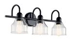 Kichler Avery 24" 3-LIGHT Bathroom Vanity In Black Seeded Glass 200$MSRP. Fixed Price $146.99.