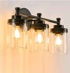 Vonluce 3-LIGHT Vanity Glass Shades, Over Mirror, Black Bathroom (z). Fixed Price $42.99.