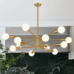 Mqmqa 33" 12-LIGHT Sputnik Chandelier Brushed Gold Height Adjustable. Fixed Price $154.99.