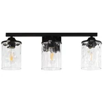 Briignite 24" 3-LIGHT Matte Black Vanity Light, Clear Glass, 60W Dimmable. Fixed Price $49.99.