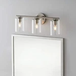 Hampton Bay Champlain 22.375" 3-LIGHT Brushed Nickel Modern Bathroom Vanity. Fixed Price $59.00.