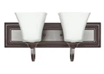 Sunset Lighting 2-LIGHT Vanity Sconce Frosted Square Milk Glass, Oiled Bronze Fi. Fixed Price $34.99.