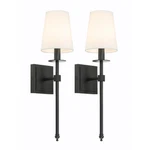 Pair Wall Sconces Black Light Fixture Fabric Shade Lamp For Bedroom. Fixed Price $84.99.