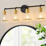 Deyidn 30.31IN 4-LIGHT Gold Vanity Glass Shade Dimmable Bathroom Sconce. Fixed Price $41.99.