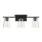 Savoy House Calhoun 3-LIGHT Black Bathroom Vanity With Cone Glass Shades. Fixed Price $275.68.