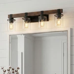 27'' Vanity Led 4 Lights For Bathroom Mirror Wood Glass Shade Wall Fixture. Fixed Price $93.99.