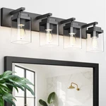 Modern Black 4-LIGHT Bathroom Vanity Fixture, Square Design For Any. Fixed Price $150.99.