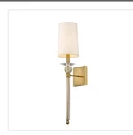 Z-lite Wall Sconce, Rubbed Brass Finish & Beige Shade. Fixed Price $42.49.