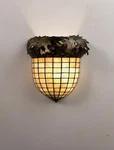 Meyda Tiffany Acorn & Oak Leaves 12" Wide Single Light Sconce With Stained Glass. Fixed Price $449.00.