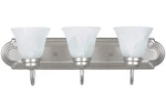 Sunset Lighting 3-VANITY W/ Faux Alabaster Glass, Satin Nickel Finish F3563-53. Fixed Price $39.99.