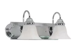 Satco 18" 2-LIGHT Polished Chrome Vanity With Alabaster Glass Bell Shades. Fixed Price $26.99.