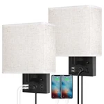 Bedside Wall Lamp Set Of 2, Plug Sconce With Usb Charging Port And Ac. Fixed Price $113.38.