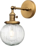 Antique Brass Wall Sconce With Mini Ribbed Glass Globe Shade 5.9. Fixed Price $109.99.
