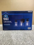 Project Source 3-LIGHT Vanity Bar Matte Black Finish 18 X 5.75 8.5 New. Fixed Price $35.20.