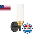 Emak Modern Wall Sconce Black Gold Bathroom Light Fixture With Milk Glass. Fixed Price $52.85.