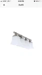 Portfolio, 4-LIGHT Brushed Nickel Bathroom Vanity W Etched Frosted Shades. Fixed Price $109.00.