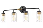 JAZAVA30 In. 4-LIGHT Black And Gold Finish Modern Vanity. Fixed Price $61.74.