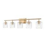 Z-lite Landon Light Vanity, Modern Gold/clear Ribbed 7515-5V-MGLD. Fixed Price $368.00.