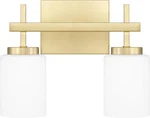 Wilburn 2-LIGHT Satin Brass Led Bath Vanity With Opal Glass Shade. Fixed Price $145.99.