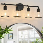 Nadosa Black Bathroom Fixtures 4 Vanity Lights Over Mirror. Fixed Price $105.01.