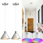 Slhyfmo Battery Operated Pendant Light Set Of 2, Rgb Color Changing Rechargea.... Fixed Price $111.41.
