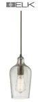 Elk Lighting Hammered Glass 1-LGHT Mini Pendant Bronze 10331/1CLR. Fixed Price $120.00.