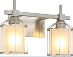Solfart S7202-2T-NK Light Vanity Fixture, Frosted Glass, Brushed Nickel. Fixed Price $44.99.