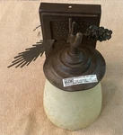 Rustic Metal Pine Cone Leaf Design Wall Sconce Light With Frosted Glass Shade. Fixed Price $29.00.