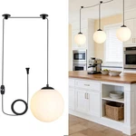 Black Mid Century Globe Pendant Light With Milk Glass For Modern Spaces. Fixed Price $125.99.