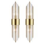 2-LIGHT Modern Brushed Titanium Gold Wall Sconce With Clear Glass Crystal Lux.... Fixed Price $234.01.