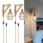 Frideko Wood Wall Sconces Set Of Two Plug In, Rustic Lamp ORANGE(2PC). Fixed Price $69.41.