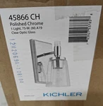 Kichler 45866 Chrome Audrea Single Light 4-3/4"W Bathroom Sconce New Sealed Box. Fixed Price $73.00.