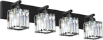 Matte Black 4-LIGHT Crystal Bathroom Vanity Fixture For Modern Decor. Fixed Price $159.99.