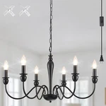 15.1FT Plug-in Chandelier, 6-LIGHT Farmhouse Hanging For Home Decor. Fixed Price $133.99.