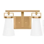 Home Decorators Clermont 14.75 In. 2-LIGHT Satin Brass Bathroom Vanity. Fixed Price $39.00.