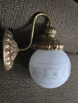 Hollywood Regency Light Fixture Gold & Whit Frosted Mcm Bathroom !. Fixed Price $145.00.