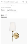 Visual Comfort Thomas Brien Baker 1-LIGHT Sconces 4187201-848 (sold Pair). Fixed Price $100.00.
