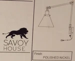 Savoy 9-9131CP-1-109 Drake 1-LIGHT Adjustable Wall Sconce In Polished Nickel. Fixed Price $235.00.