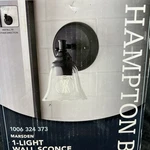 Hampton Bay Marsden 1-LIGHT Matte Black Transitional Vanity Wall Sconce. Fixed Price $23.49.