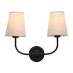 Permo Vintage Double Sconce, Matte Black, 2-LIGHT Linen Shades, Wall. Fixed Price $154.09.