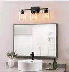 KAWOTI21 In. 3-LIGHT Black Clemmon Vanity With Square Glass Shade. Fixed Price $47.49.