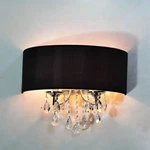 New 2-LTS Chrome Elegant Glamorous Crystal Wall Sconce With Black Shade. Fixed Price $49.50.