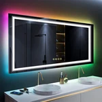 Bathroom Led Vanity Mirror Dimmable Anti-fog Smart Rgb Backlit + Front Light Us. Fixed Price $189.90.