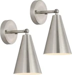 Mwz Brushed Nickel Wall Sconce Set Of 2, Modern Swing Arm Lamp/ Metal Shade. Fixed Price $38.99.