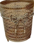 Italian Filigree Ribbon Bow Tassel Ormolu Waste Basket Hollywood Regency 1960S. Fixed Price $94.88.