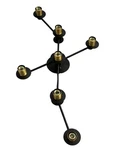 Hinkley Mid-century Modern 7-ARM Flush Mount Ceiling Light Black & Brass. Fixed Price $695.00.