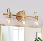 Ksana Gold Bathroom Vanity Light Fixtures With Clear Glass Shade, 22 X7 X9. Fixed Price $45.00.